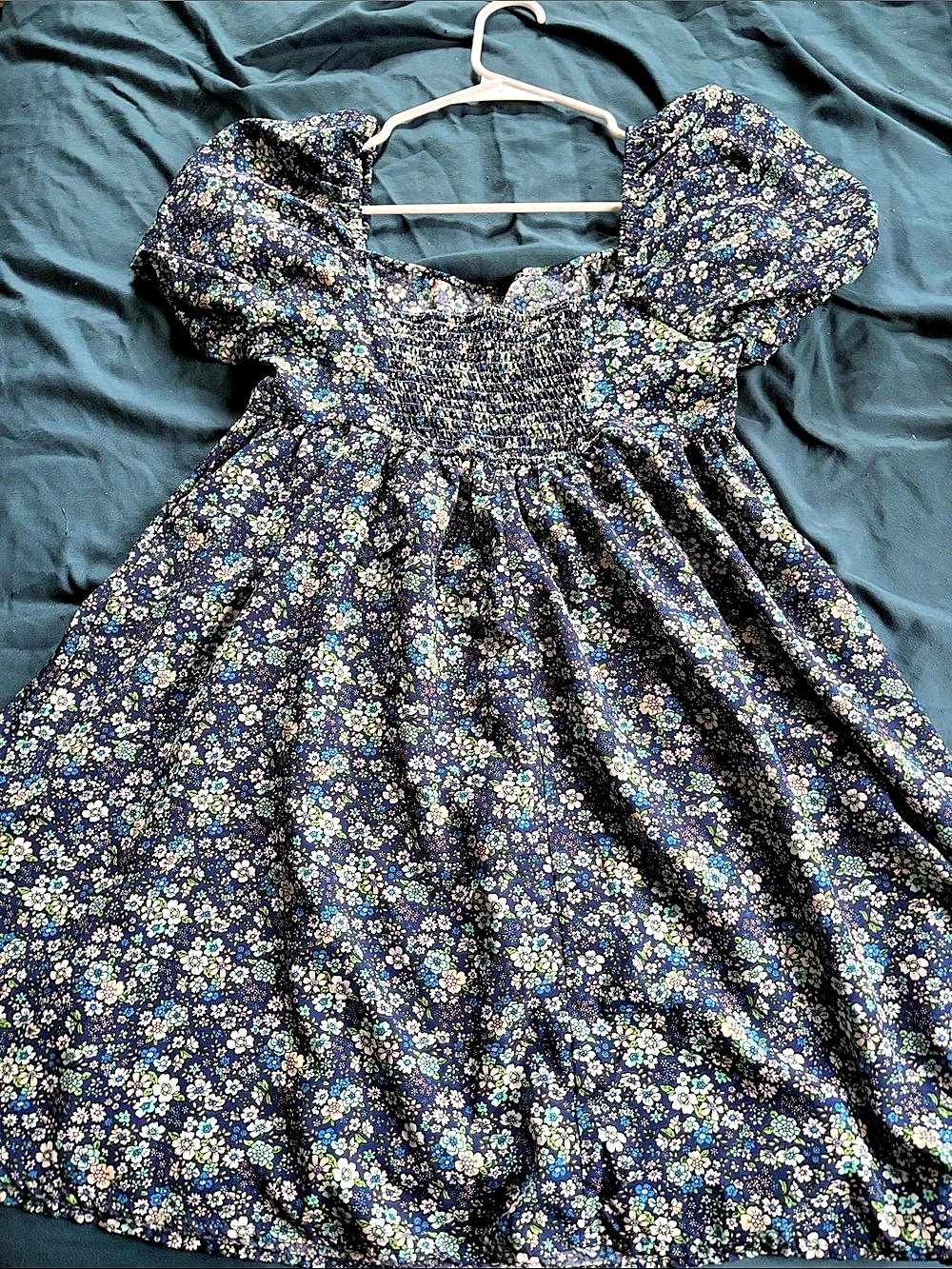 Floral Puff Sleeve Dress in Blue